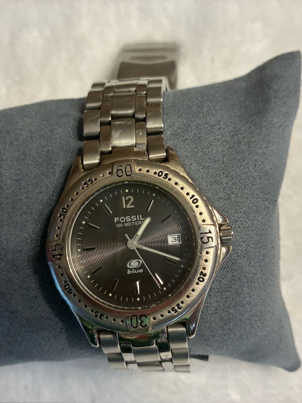 Fossil Silver Watch with Dark Gray Dial